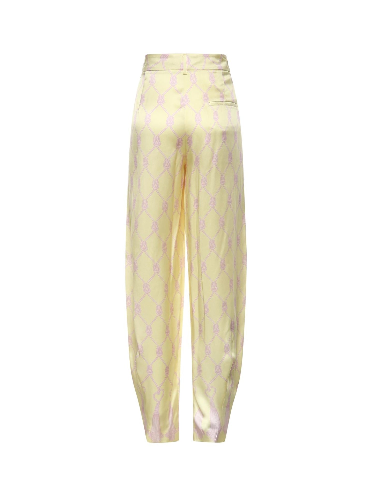 Pantaloni in seta con stampa nappine