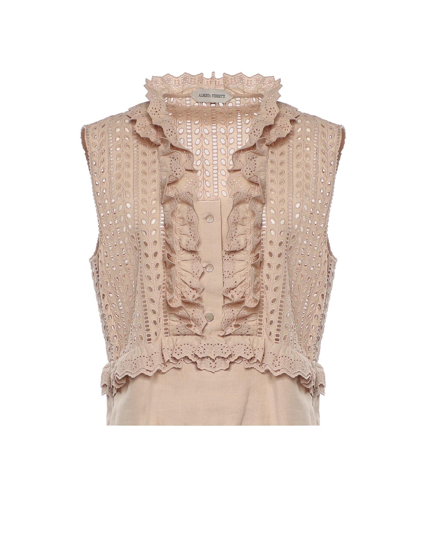 Top in pizzo Sangallo con volant