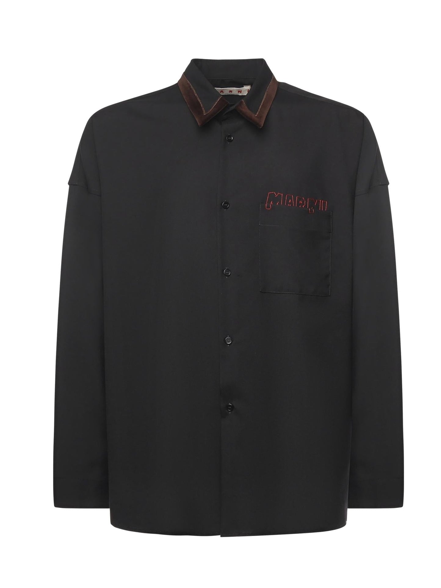 Camicia in lana con logo
