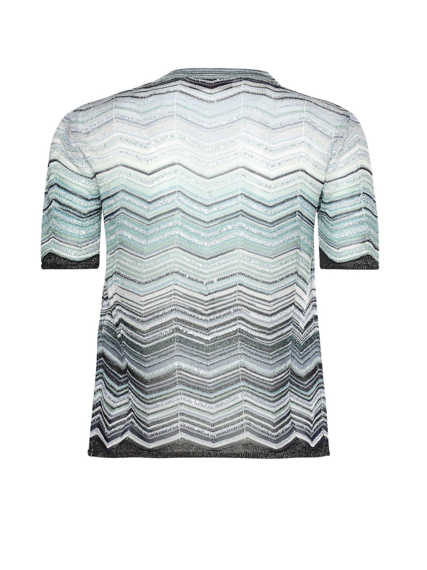 T-shirt in viscosa chevron lamé con paillettes