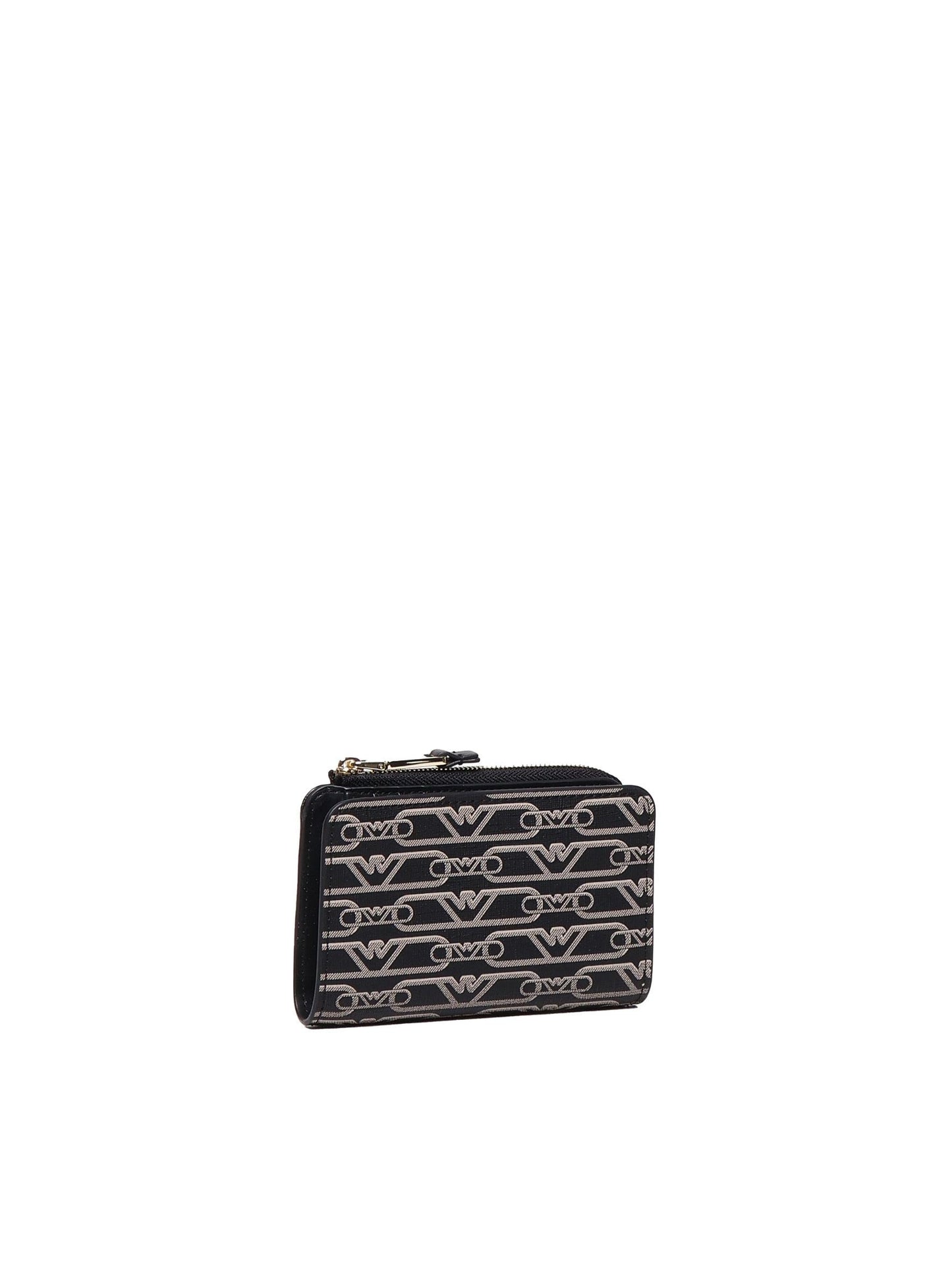 Portafoglio con zip in tessuto con logo jacquard