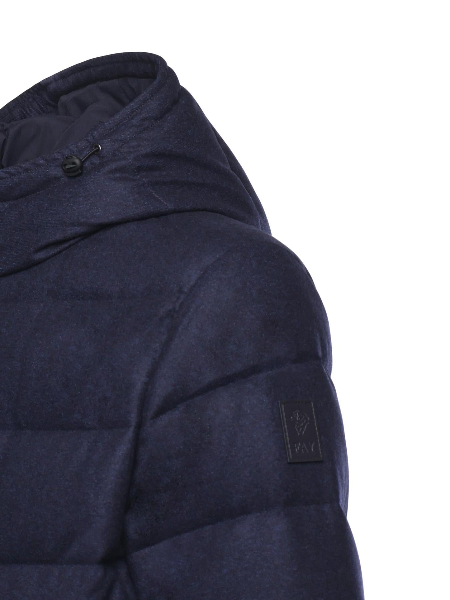Piumino double front in flanella di lana cardata