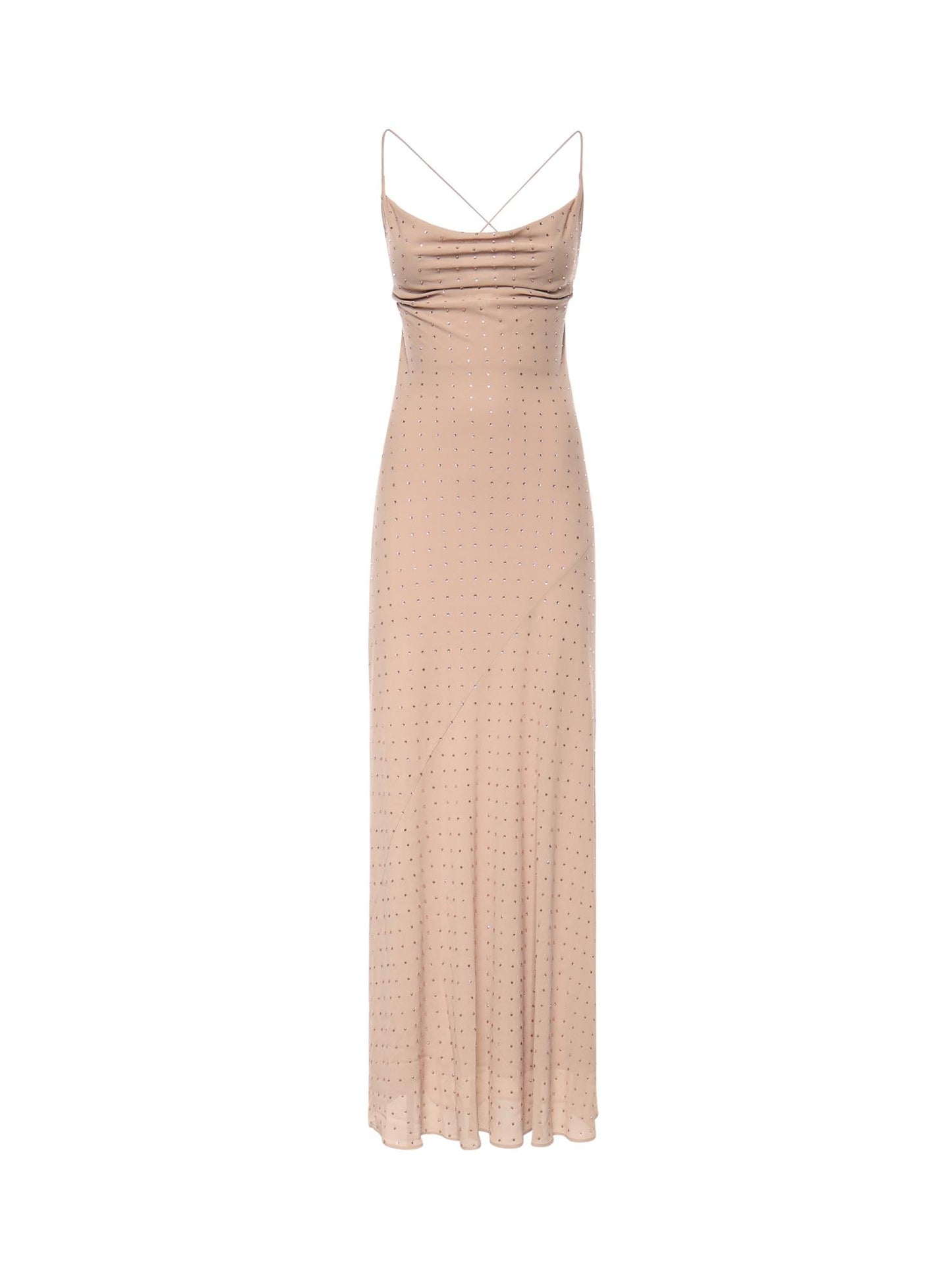 Abito slipdress lungo con strass
