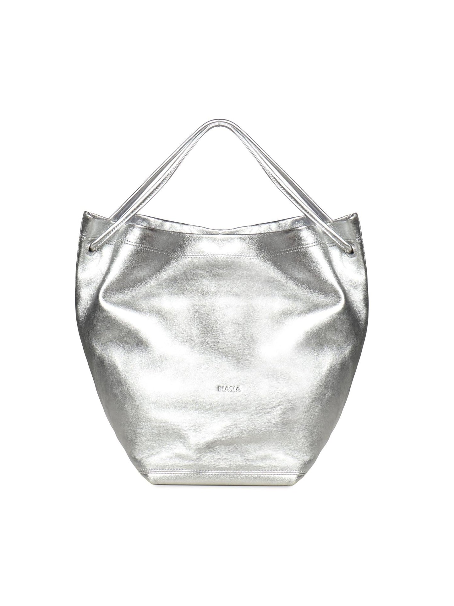 Borsa a spalla in pelle effetto metallizzato