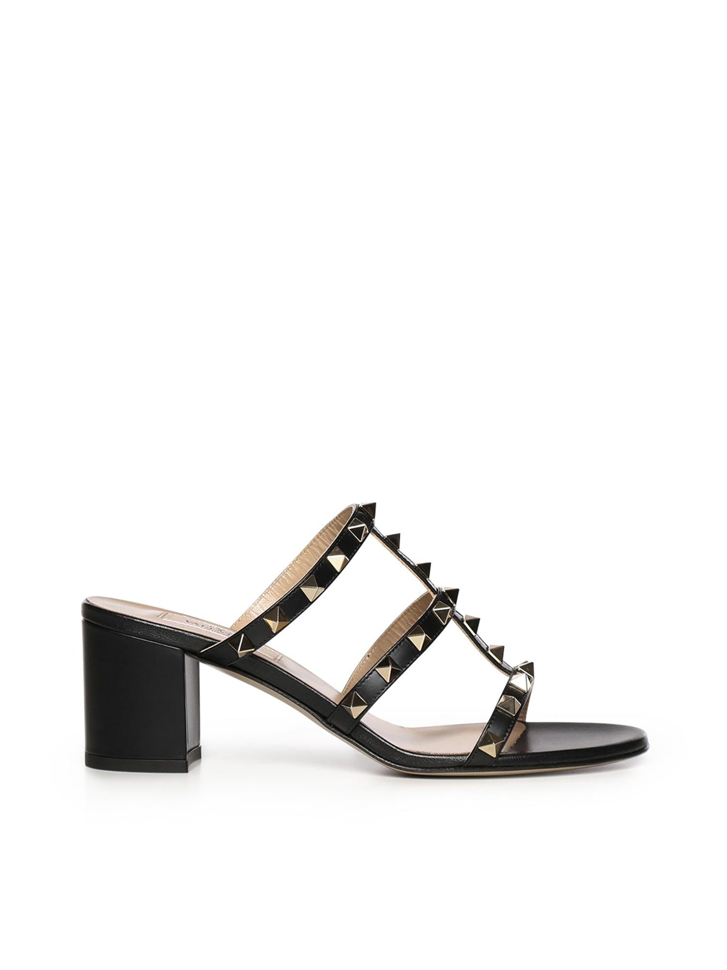 Sandalo slider Rockstud in pelle