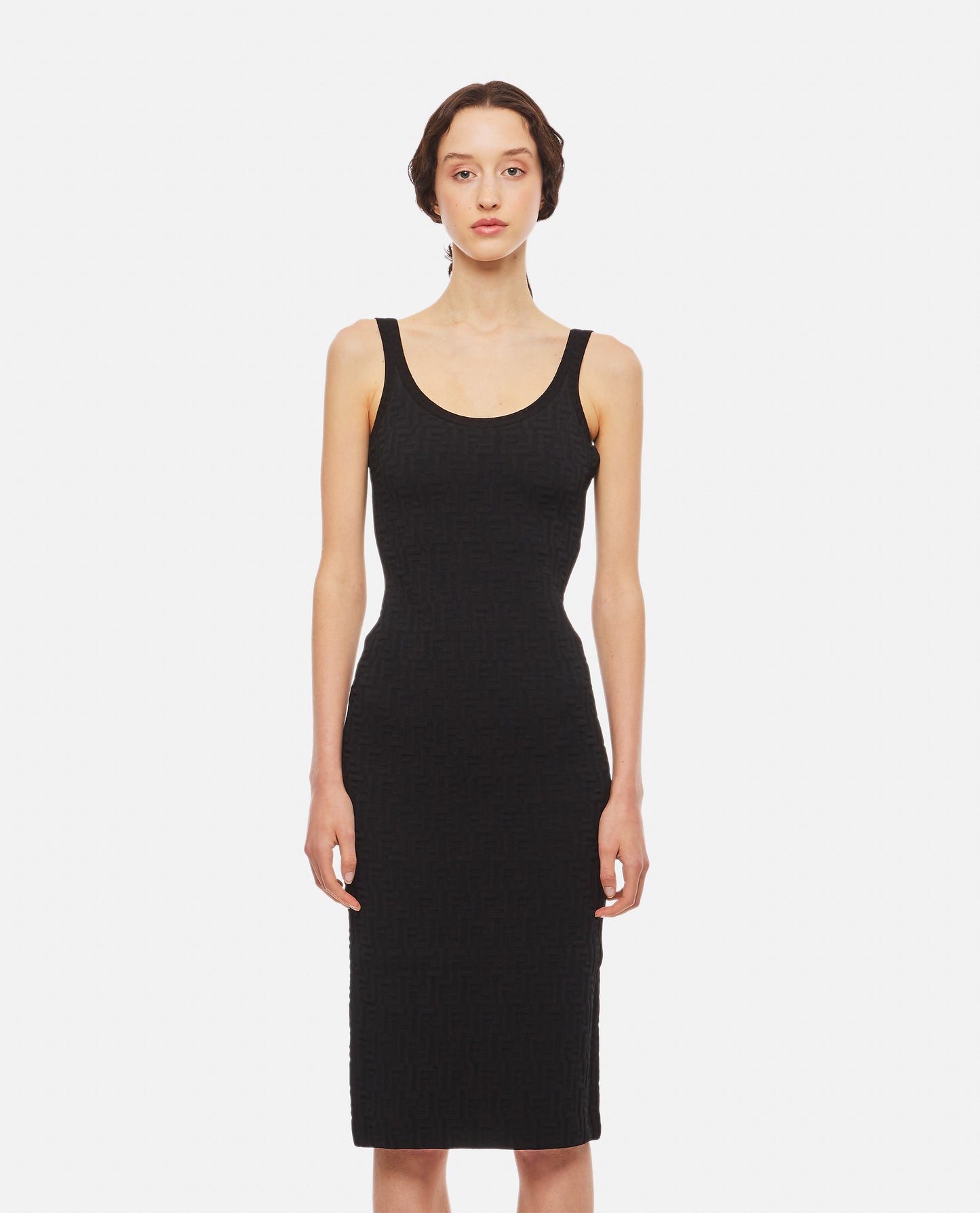 FF EMBOSSED KNITTED VISCOSE MIDI DRESS