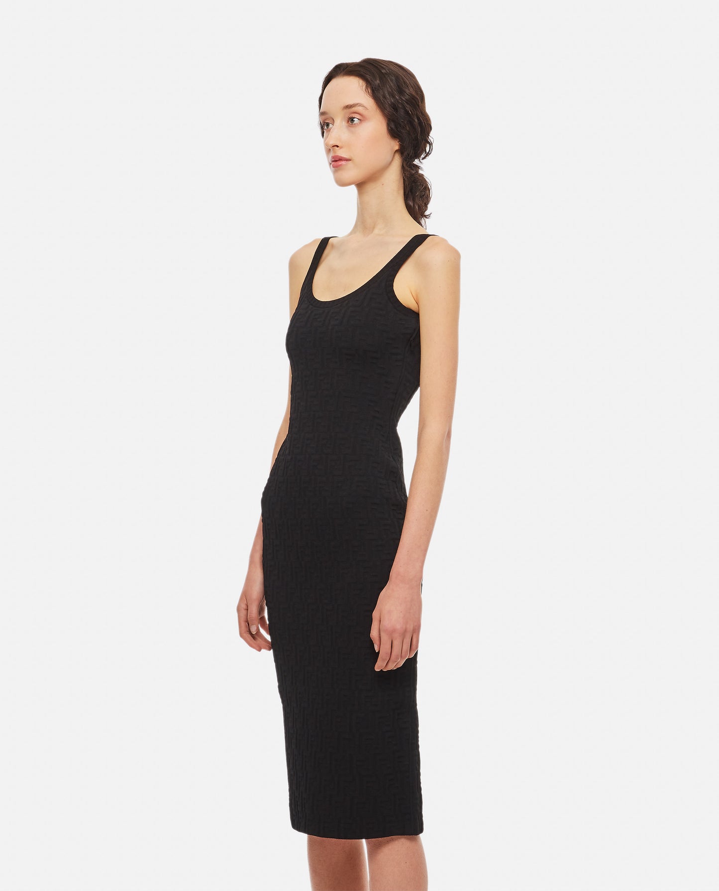 FF EMBOSSED KNITTED VISCOSE MIDI DRESS