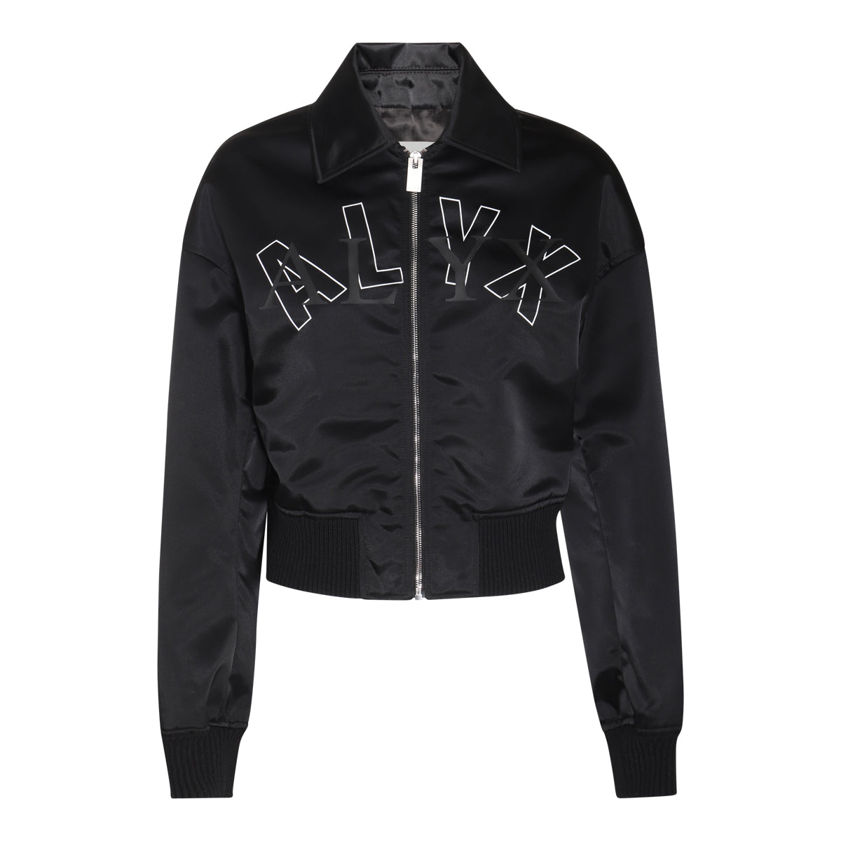 BLACK NYLON LOGO BOMBER JACKET
