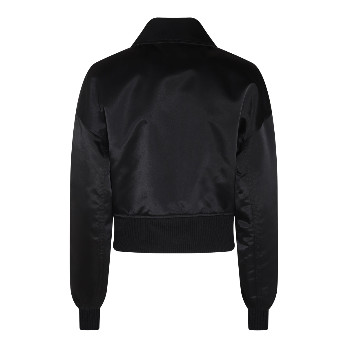 BLACK NYLON LOGO BOMBER JACKET
