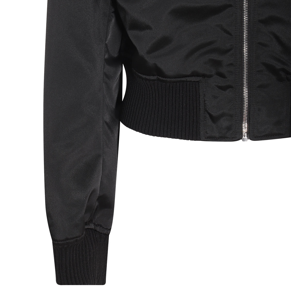 BLACK NYLON LOGO BOMBER JACKET