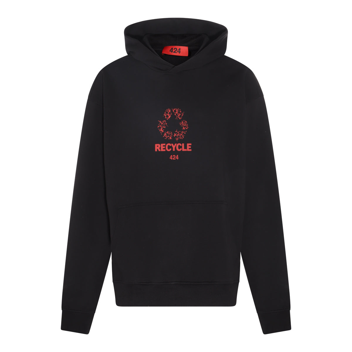 BLACK AND RED COTTON BLEND SWEATSHIRT