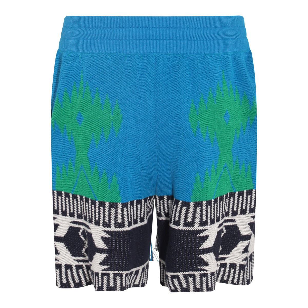 BLUE MULTICOLOUR COTTON BLEND SHORTS