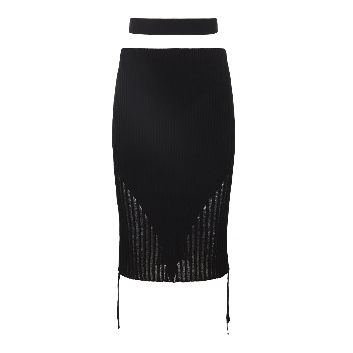 BLACK VISCOSE BLEND SKIRT