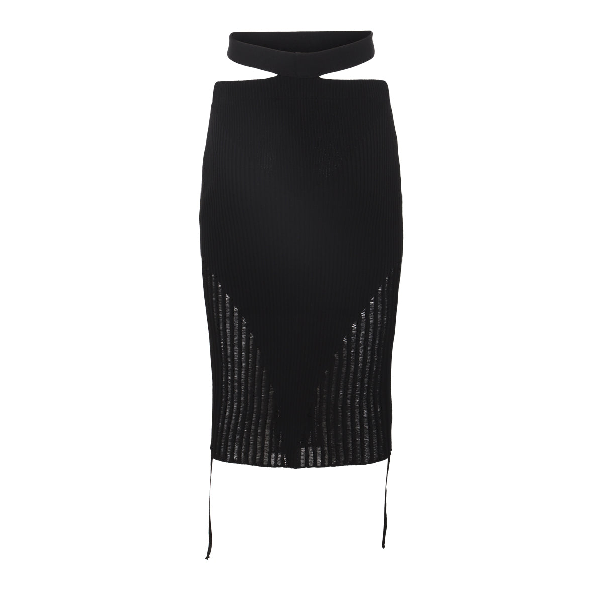 BLACK VISCOSE BLEND SKIRT