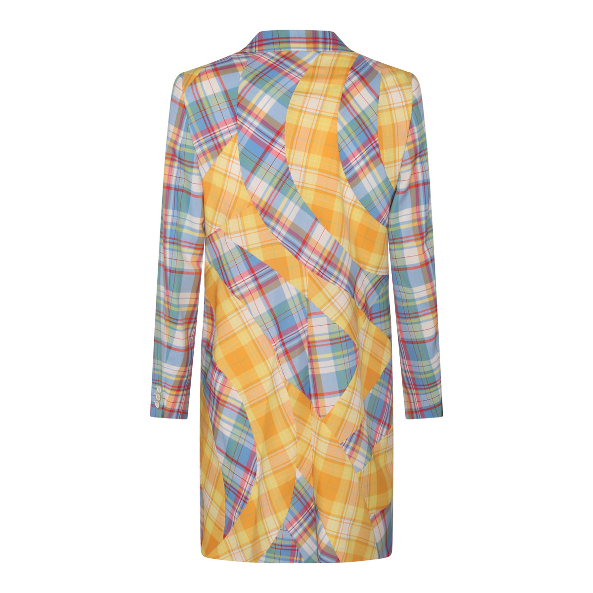 BLUE AND YELLOW WOOL BLEND CHECK COAT