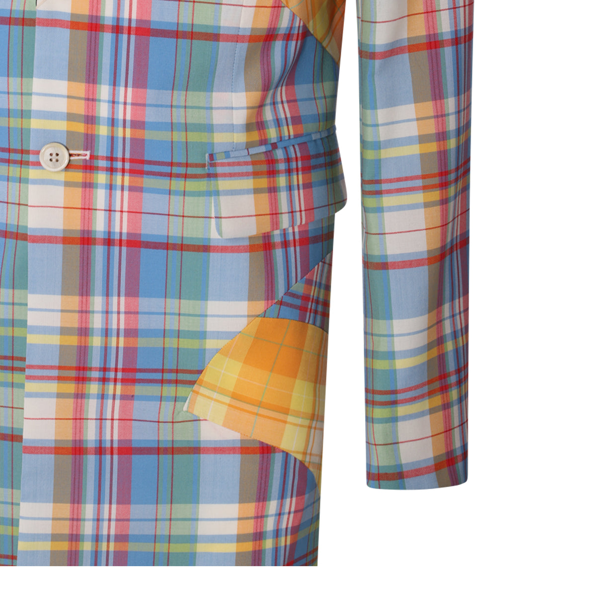 BLUE AND YELLOW WOOL BLEND CHECK COAT