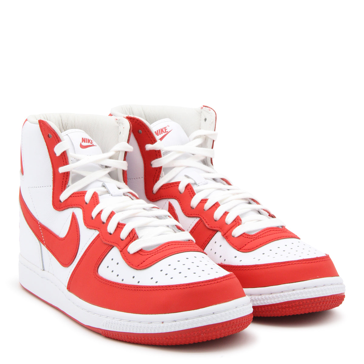WHITE AND RED LEATHER SNEAKERS