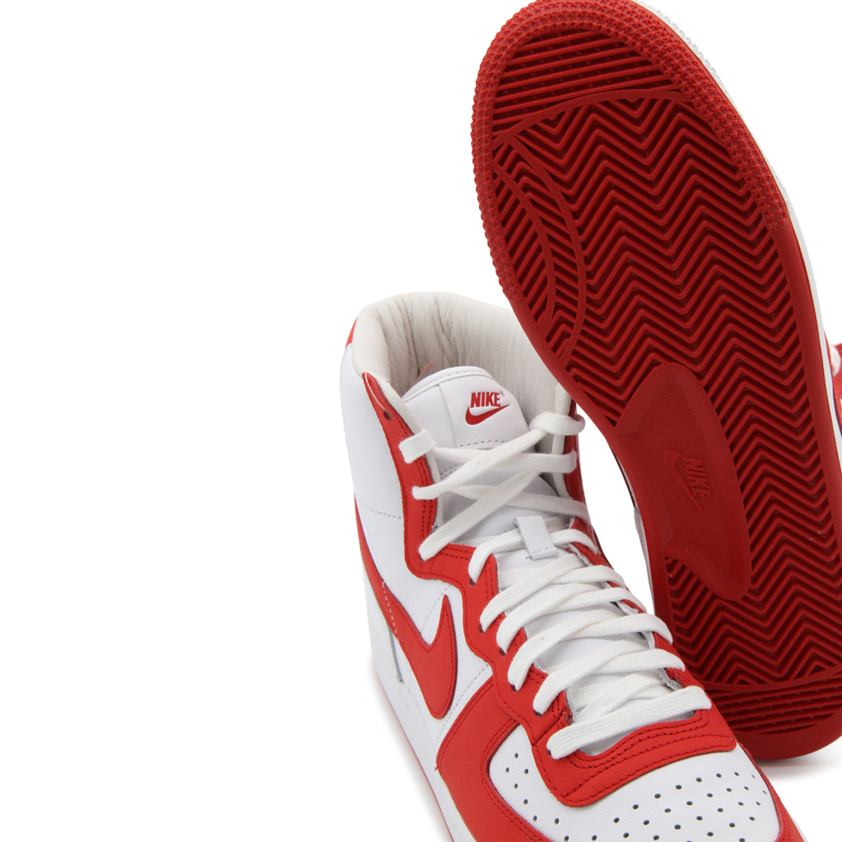 WHITE AND RED LEATHER SNEAKERS