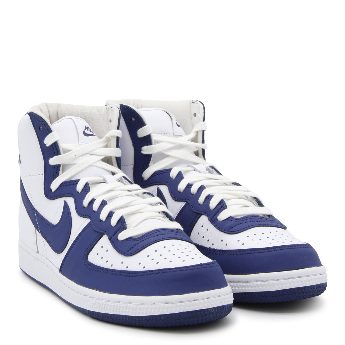 WHITE AND BLUE LEATHER SNEAKERS