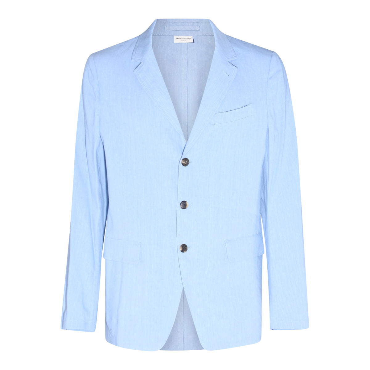 LIGHT BLUE LINEN AND VISCOSE BLEND BLAZER