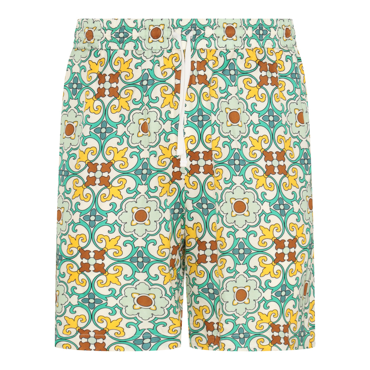 GREEN COTTON FAIENCE SHORTS