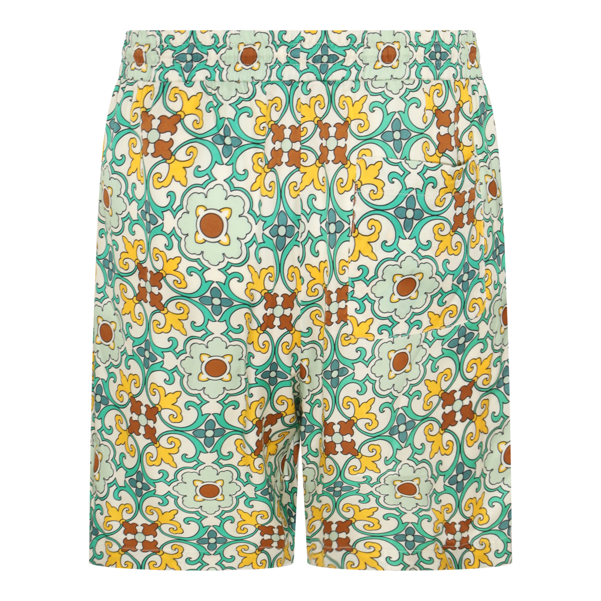 GREEN COTTON FAIENCE SHORTS