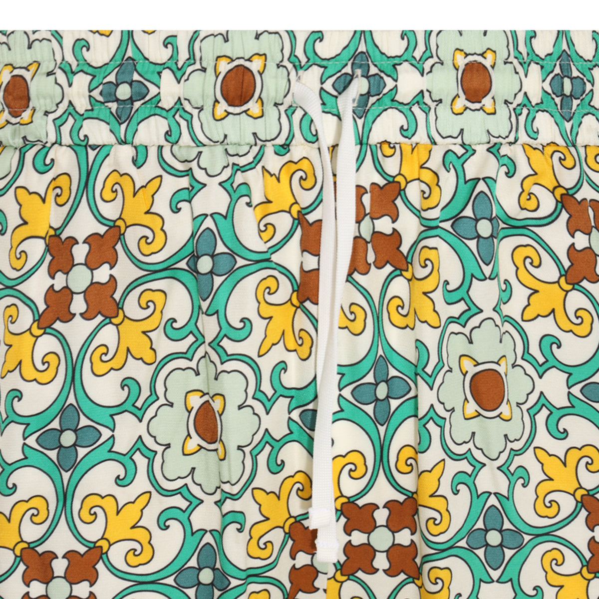GREEN COTTON FAIENCE SHORTS