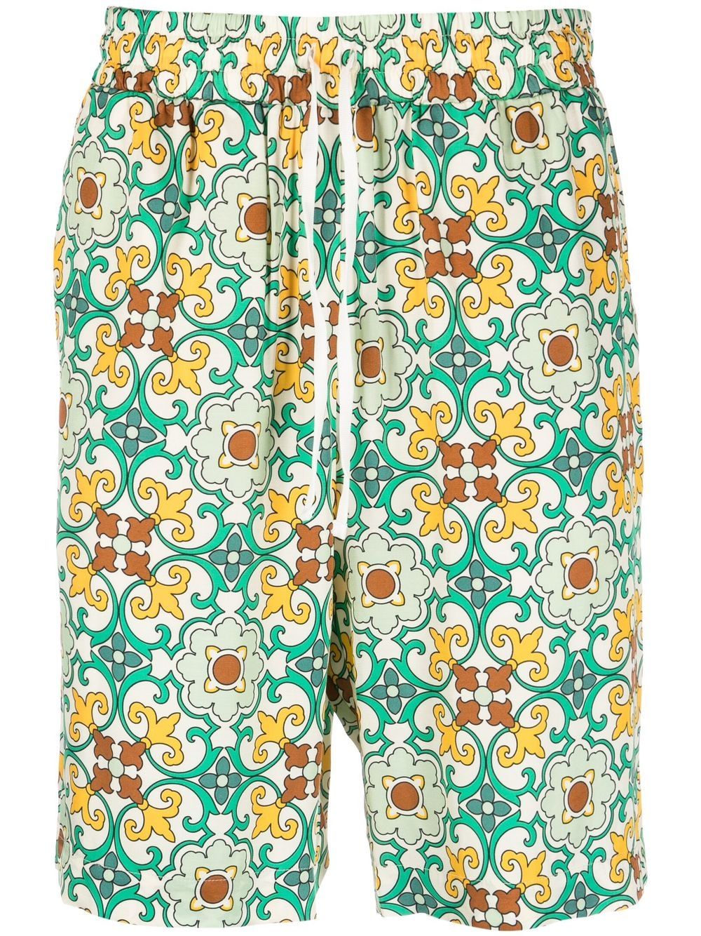 GREEN COTTON FAIENCE SHORTS