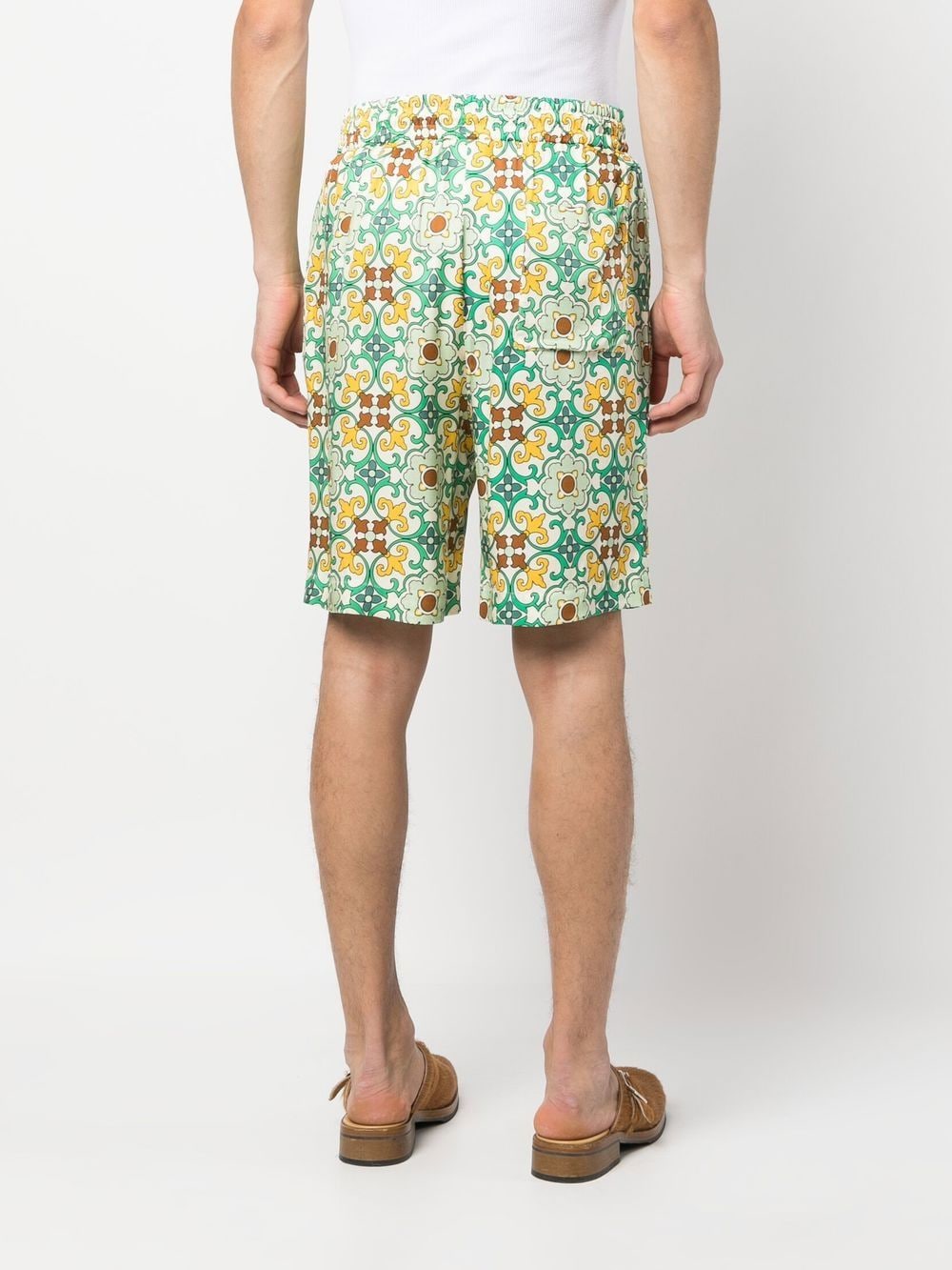 GREEN COTTON FAIENCE SHORTS
