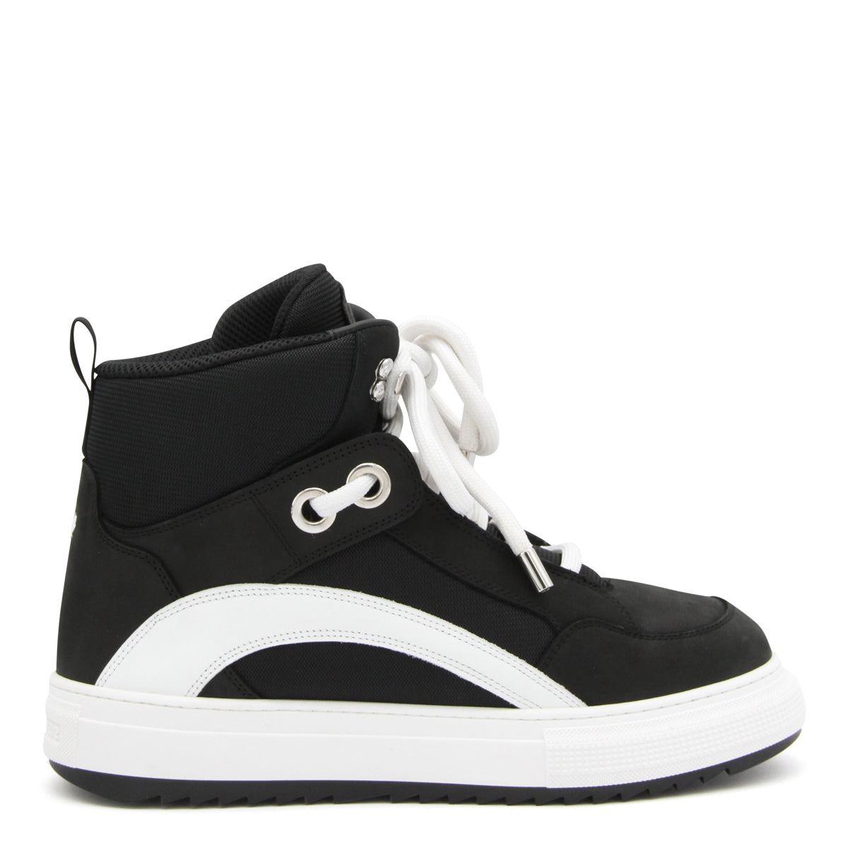 BLACK SUEDE AND WHITE CANVAS SNEAKERS
