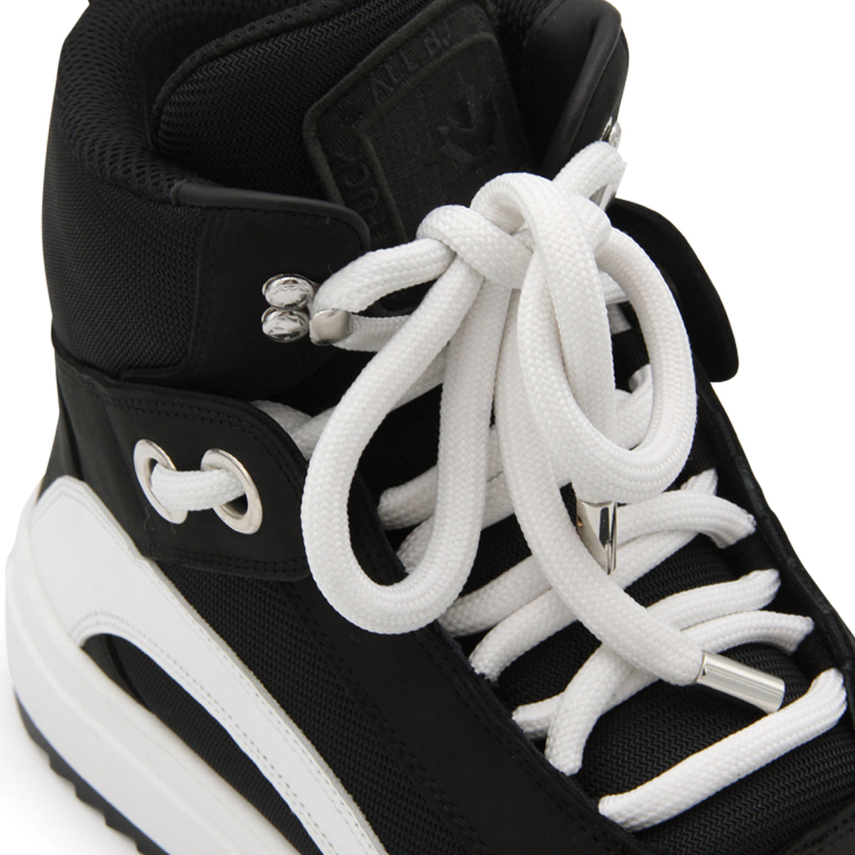 BLACK SUEDE AND WHITE CANVAS SNEAKERS