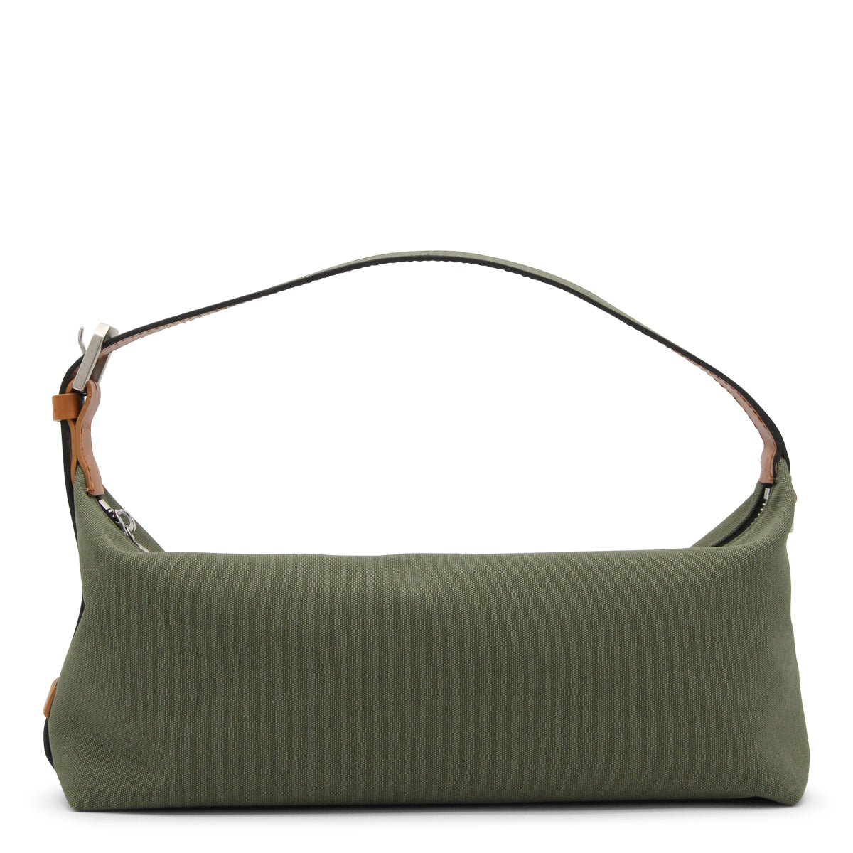 GREEN CANVAS LONG MOON SHOULDER BAG