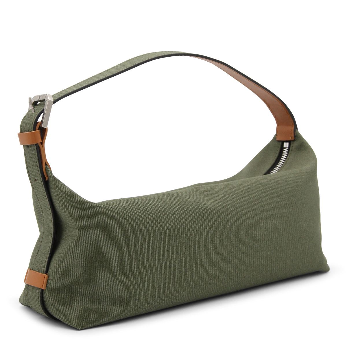 GREEN CANVAS LONG MOON SHOULDER BAG