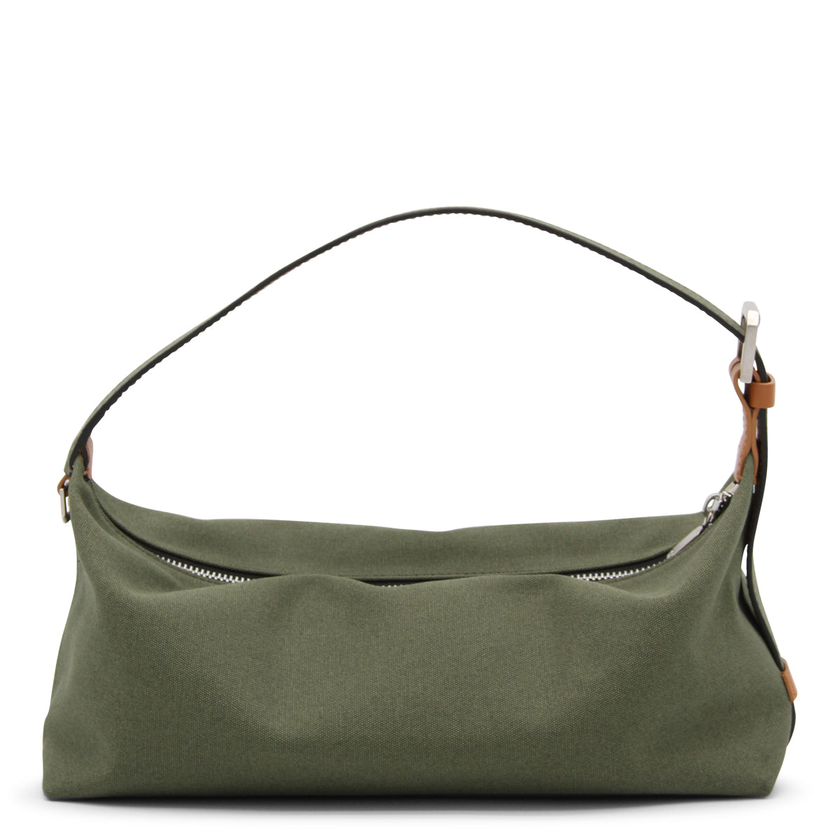 GREEN CANVAS LONG MOON SHOULDER BAG