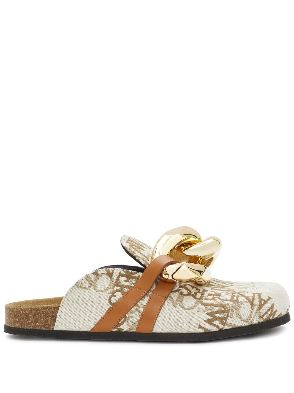 BEIGE CALF SUEDE CHAIN MULES