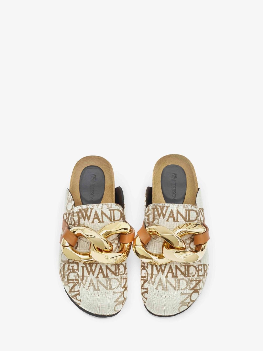 BEIGE CALF SUEDE CHAIN MULES