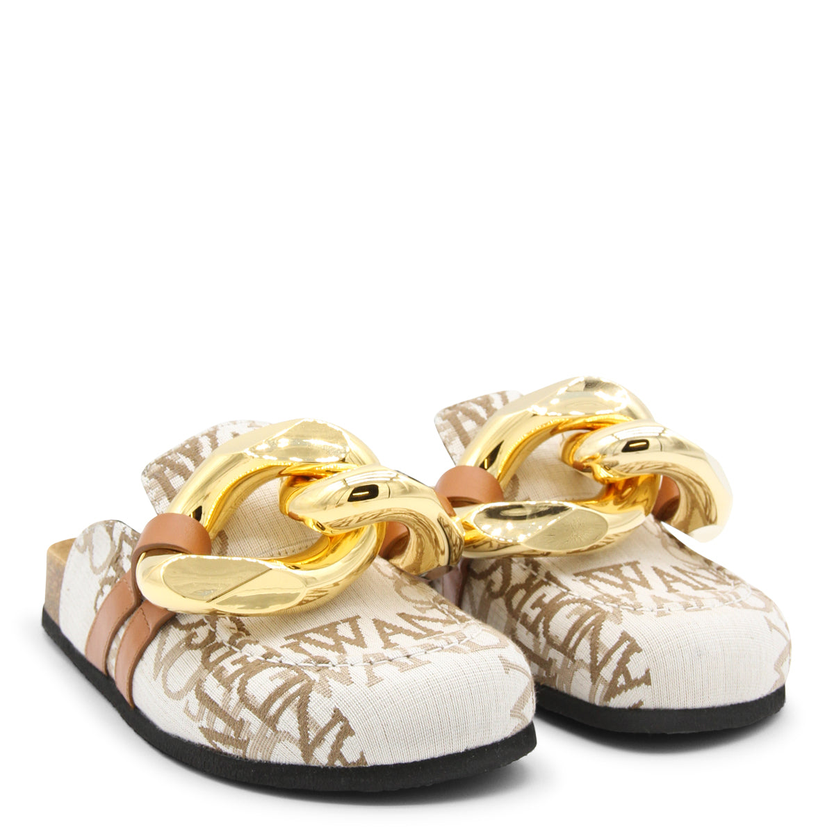 BEIGE CALF SUEDE CHAIN MULES