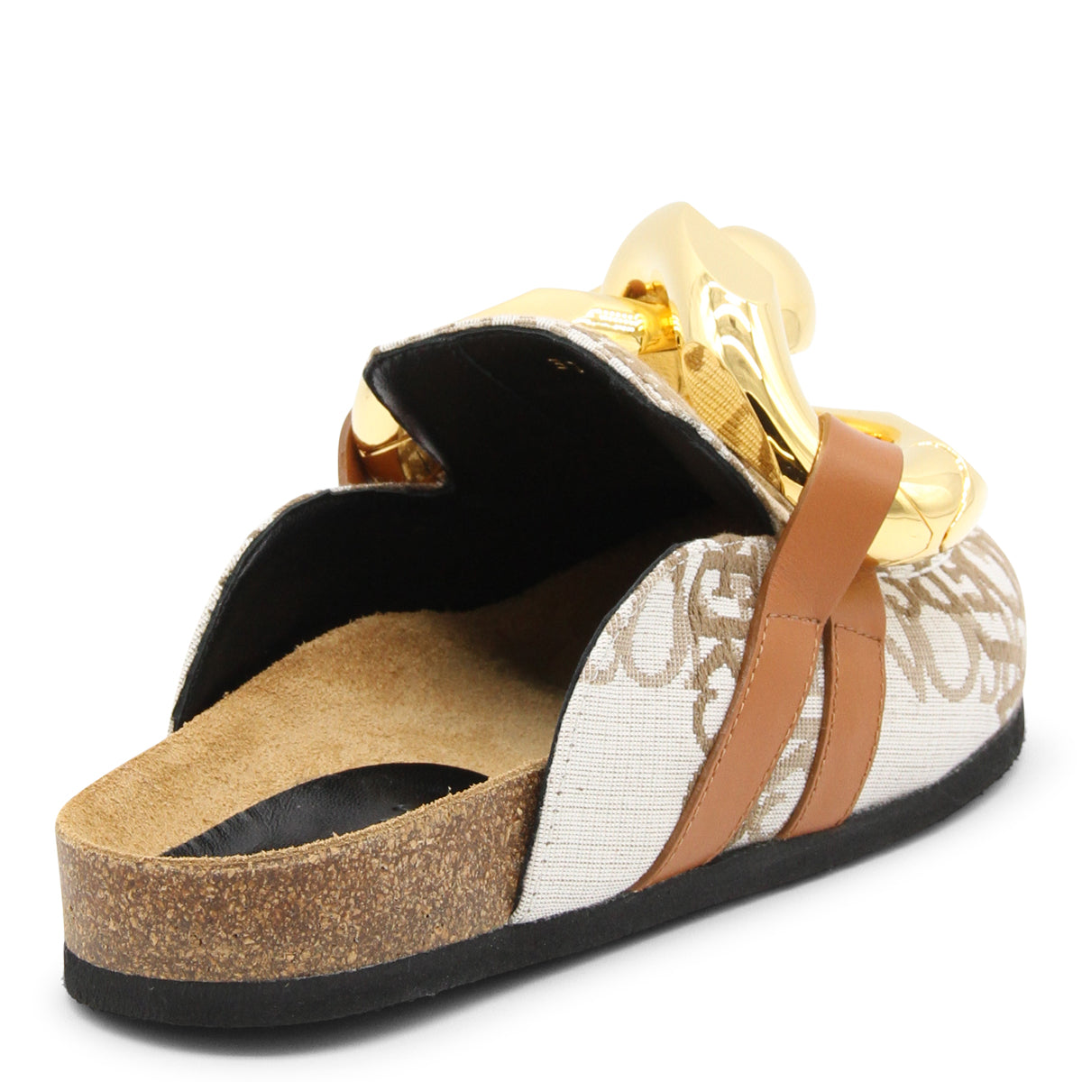 BEIGE CALF SUEDE CHAIN MULES