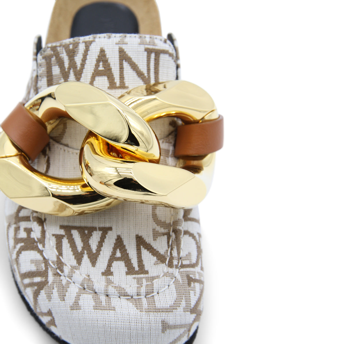 BEIGE CALF SUEDE CHAIN MULES