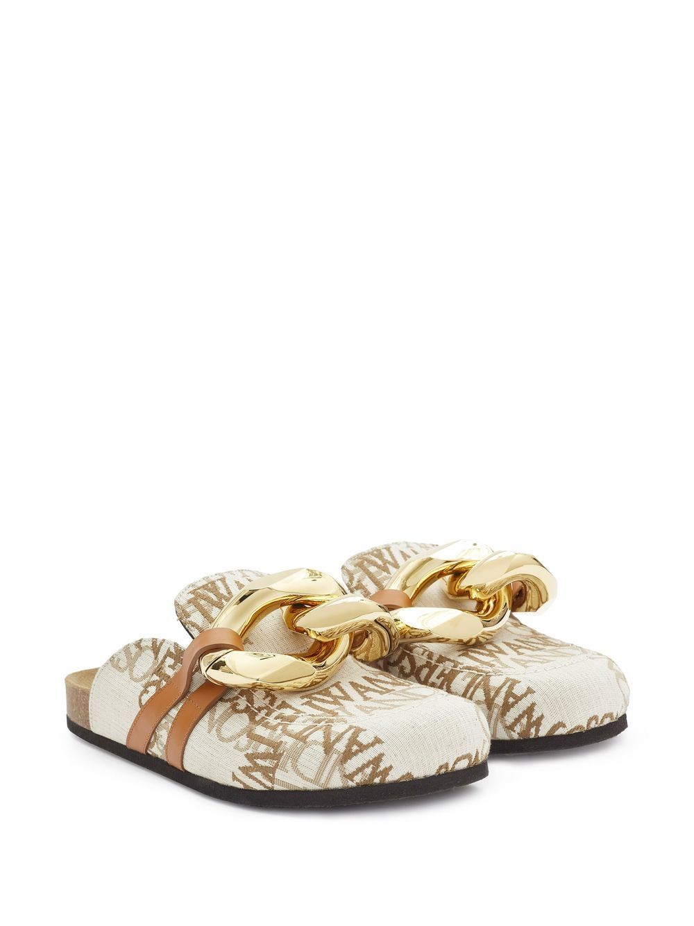 BEIGE CALF SUEDE CHAIN MULES