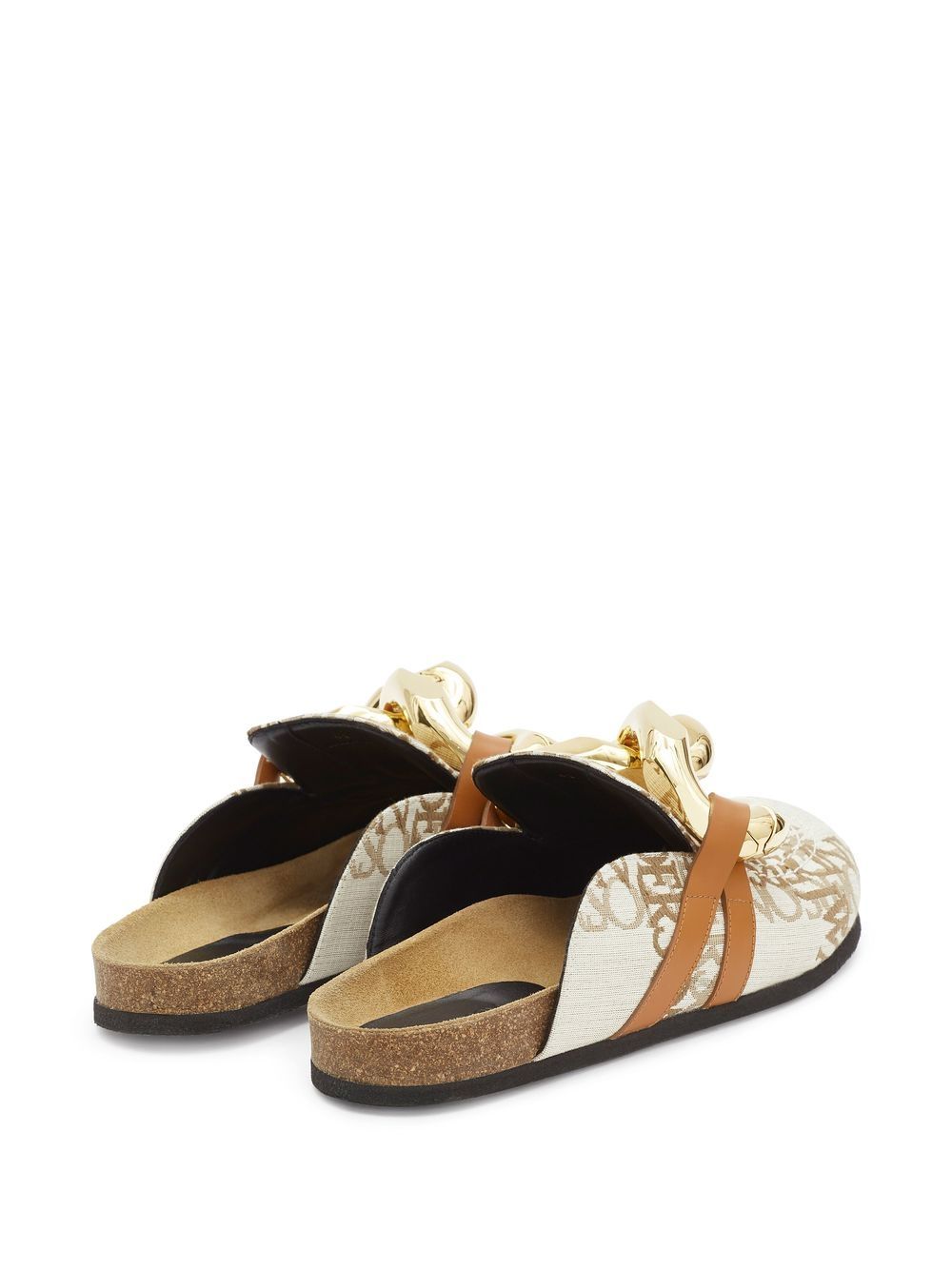 BEIGE CALF SUEDE CHAIN MULES