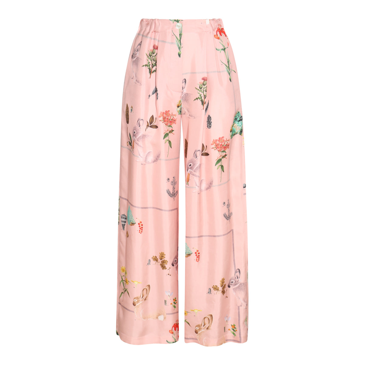 PINK SILK FLOREAL PANTS