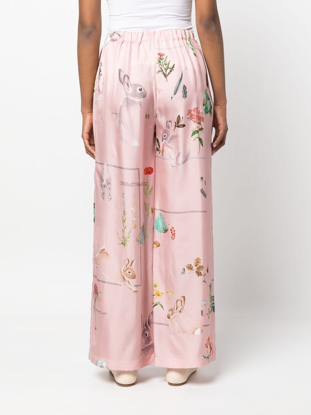 PINK SILK FLOREAL PANTS