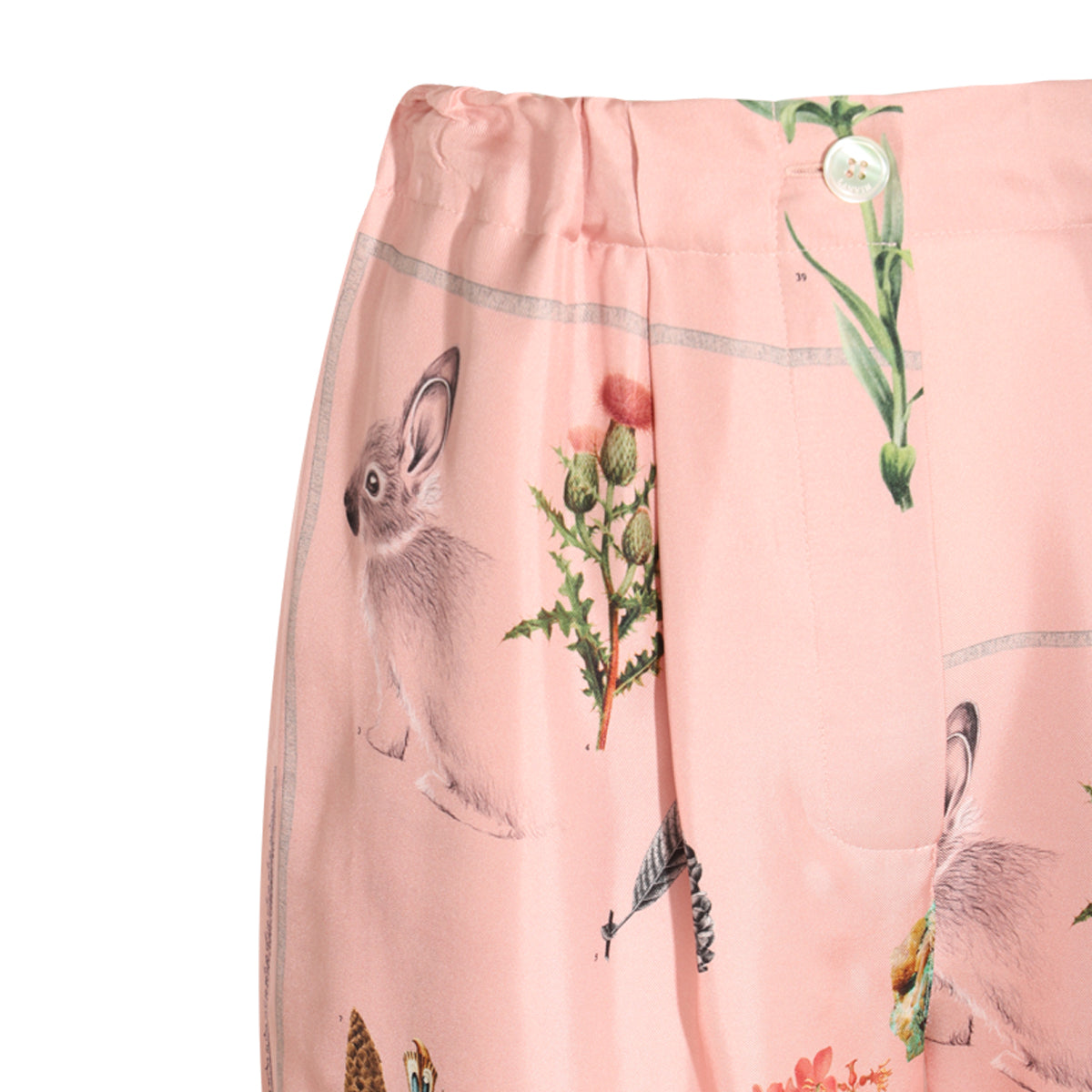 PINK SILK FLOREAL PANTS