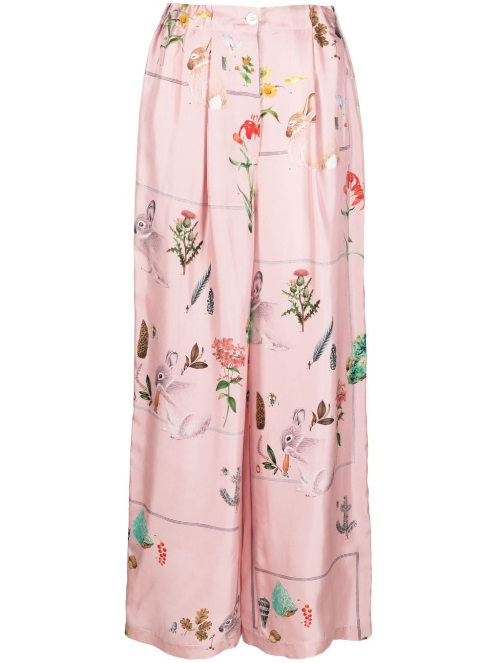 PINK SILK FLOREAL PANTS