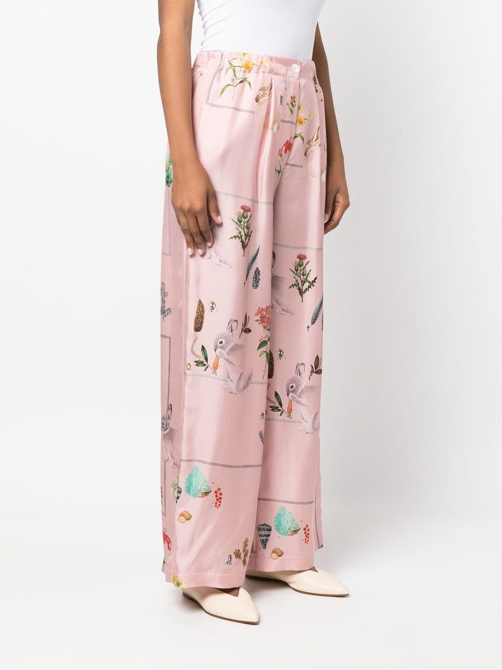 PINK SILK FLOREAL PANTS