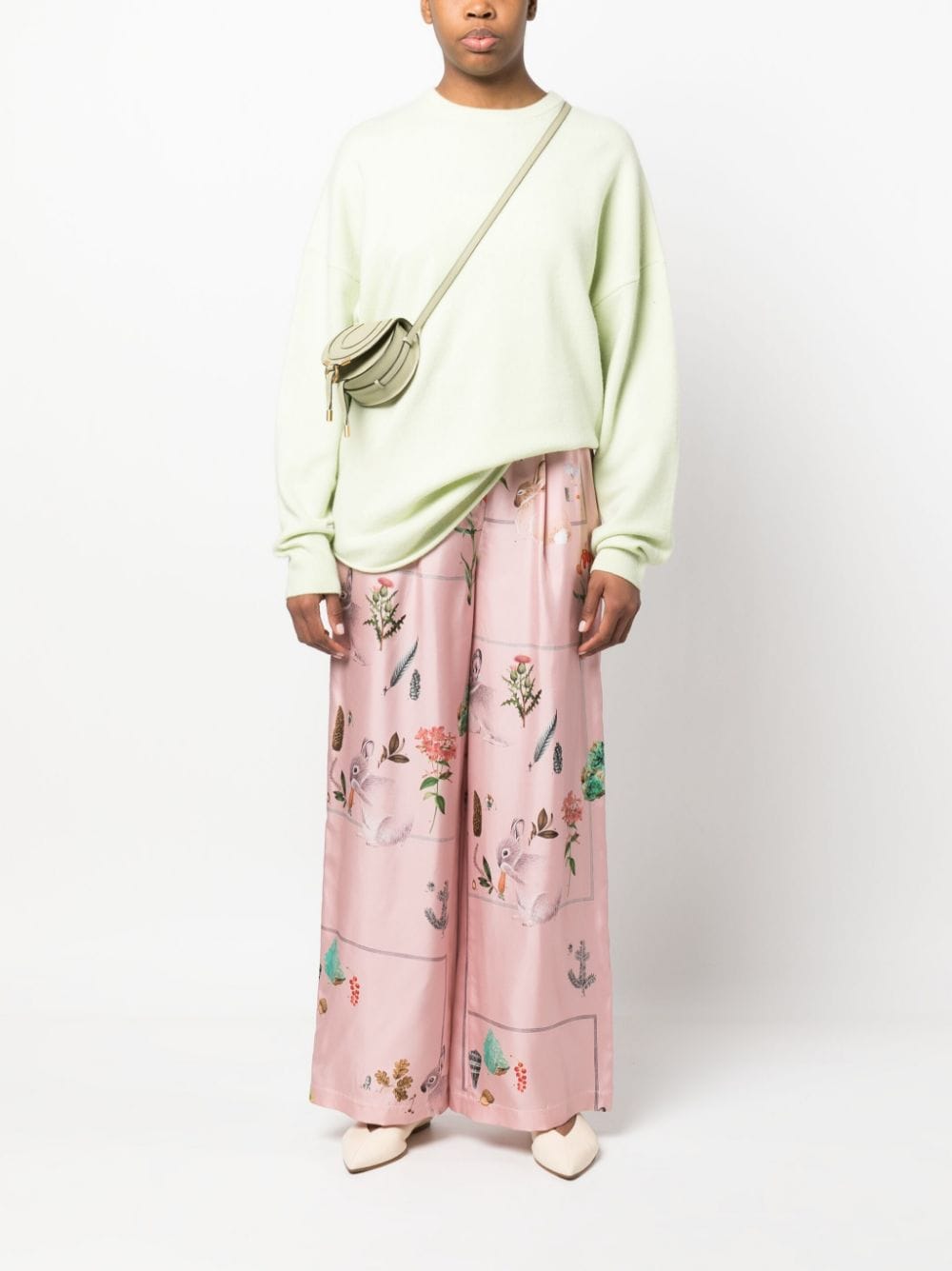 PINK SILK FLOREAL PANTS