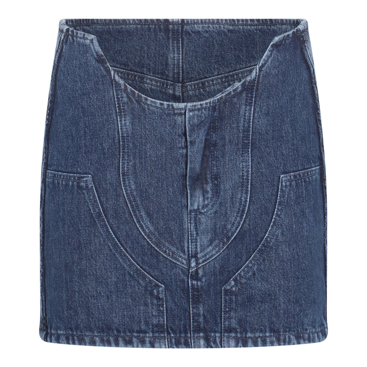 DARK BLUE COTTON BLEND DENIM SKIRT