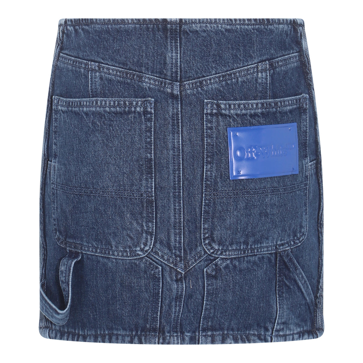 DARK BLUE COTTON BLEND DENIM SKIRT
