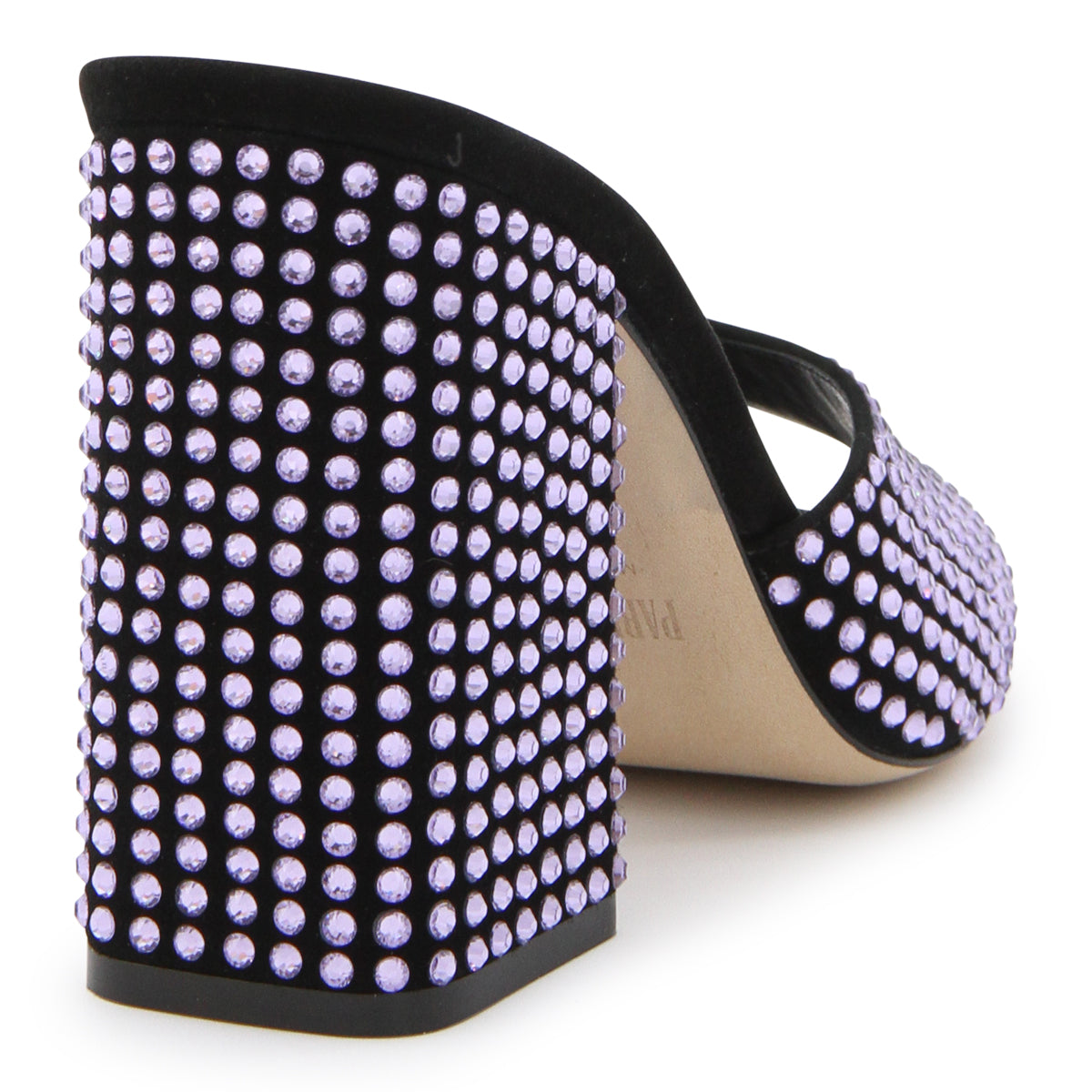 BLACK AND VIOLET LEATHER MULES